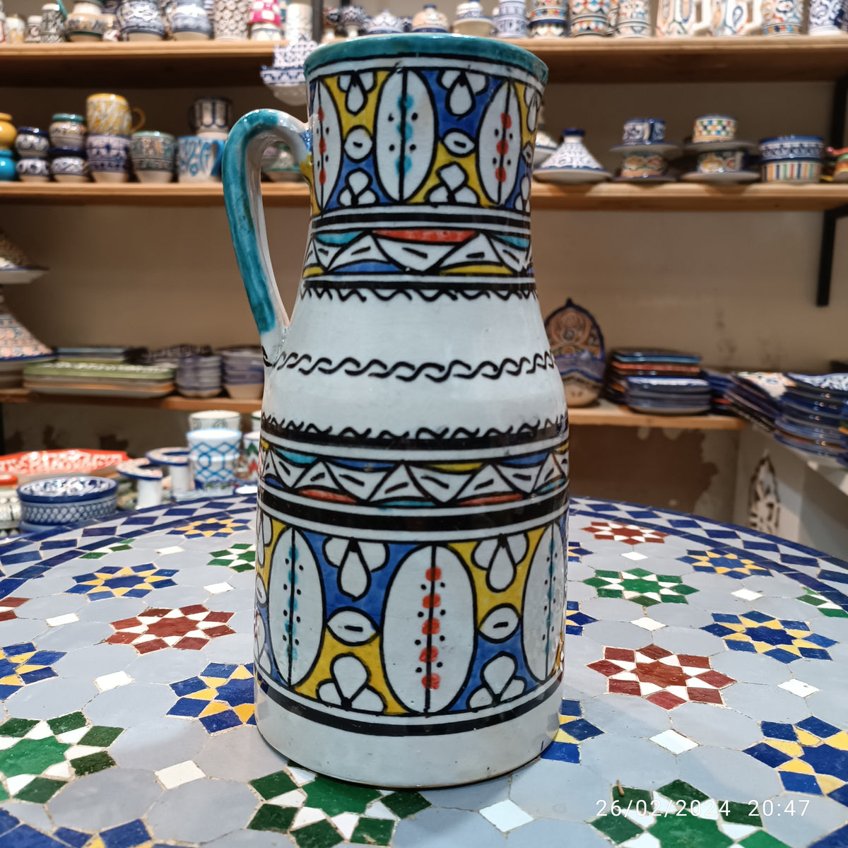 Handmade Moroccan Ceramic Pitcher carafes fez pottery