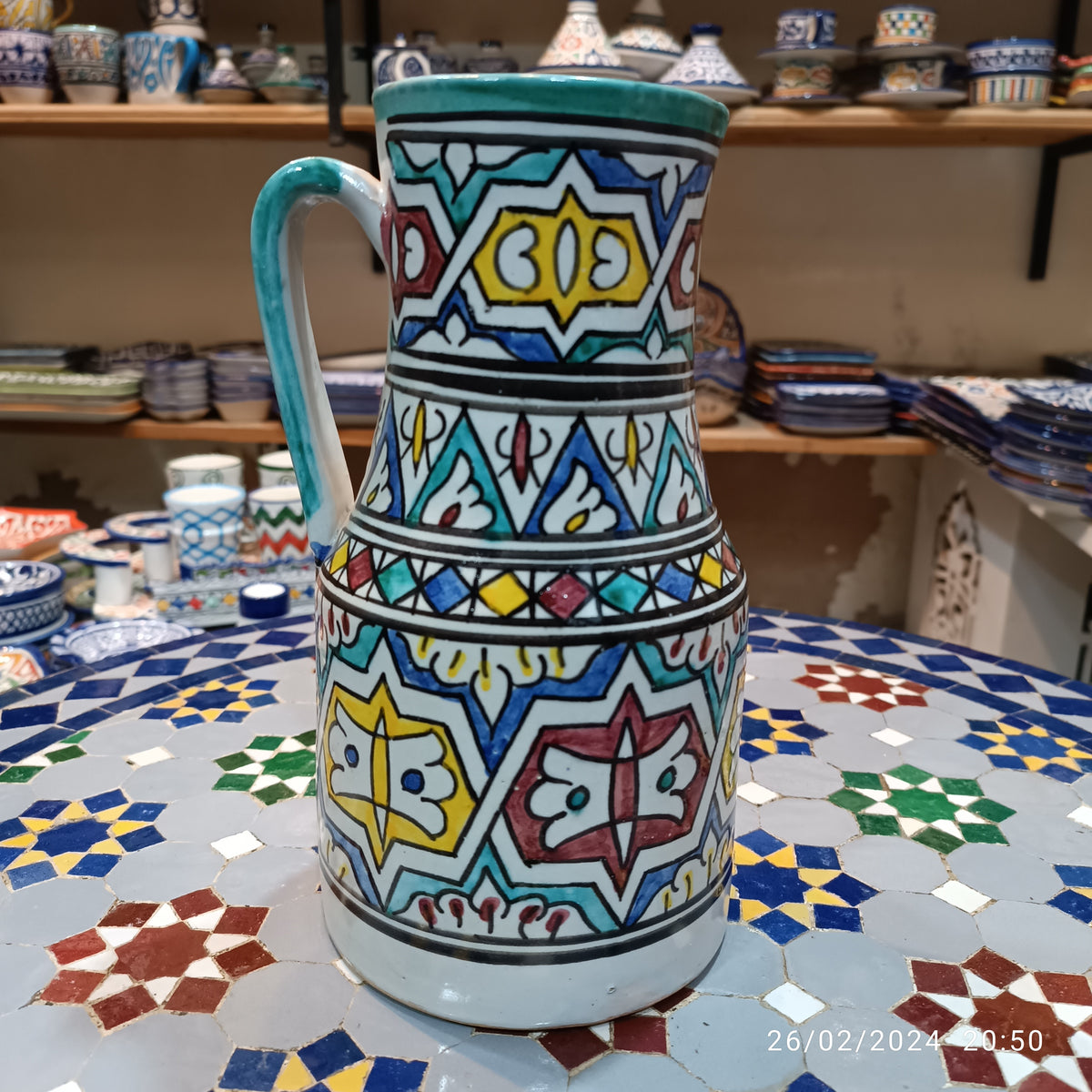 Handmade Moroccan Ceramic Pitcher carafes fez pottery