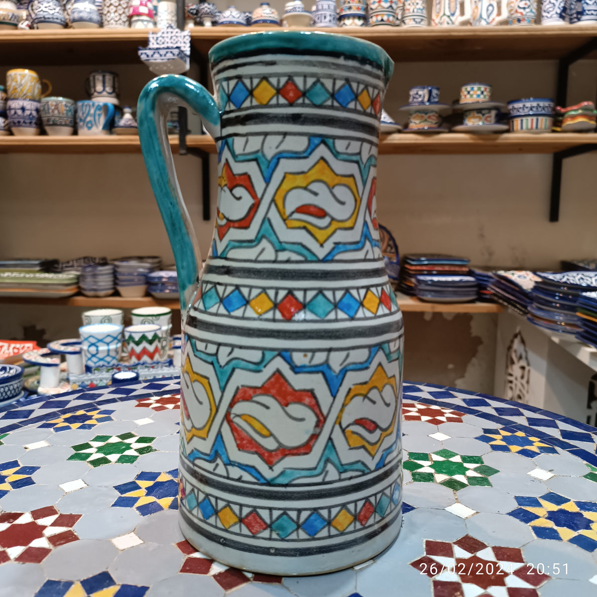 Handmade Moroccan Ceramic Pitcher carafes fez pottery