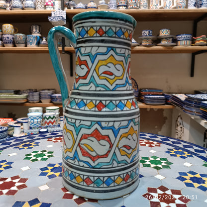 Handmade Moroccan Ceramic Pitcher carafes fez pottery