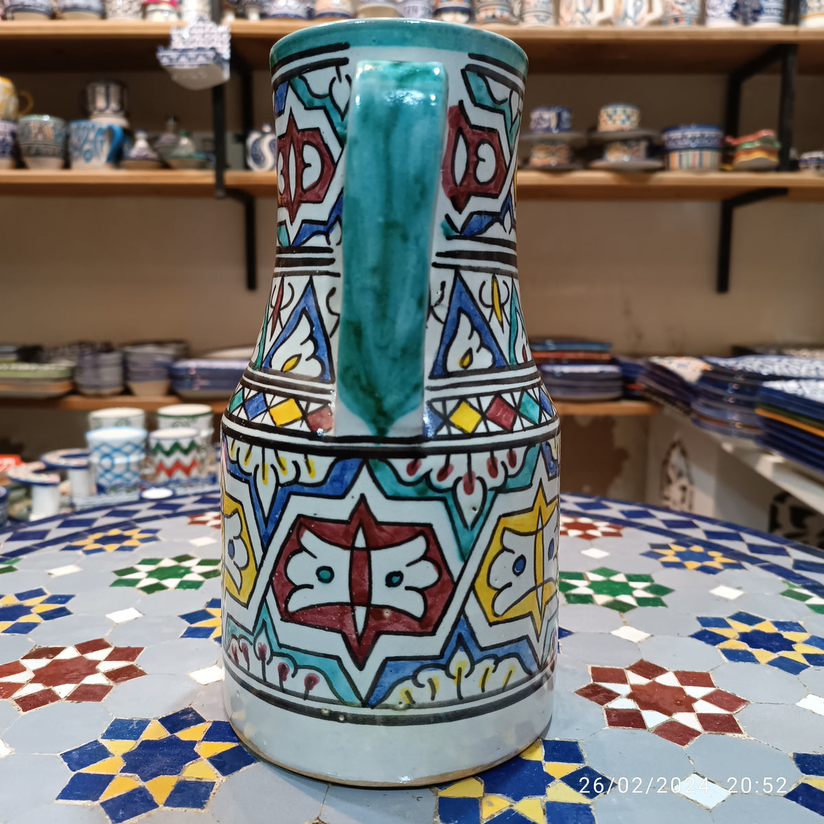 Handmade Moroccan Ceramic Pitcher carafes fez pottery