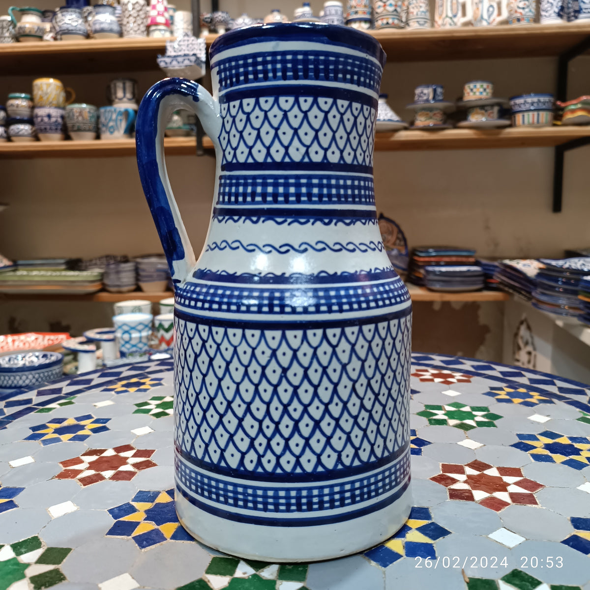 Handmade Moroccan Ceramic Pitcher carafes fez pottery