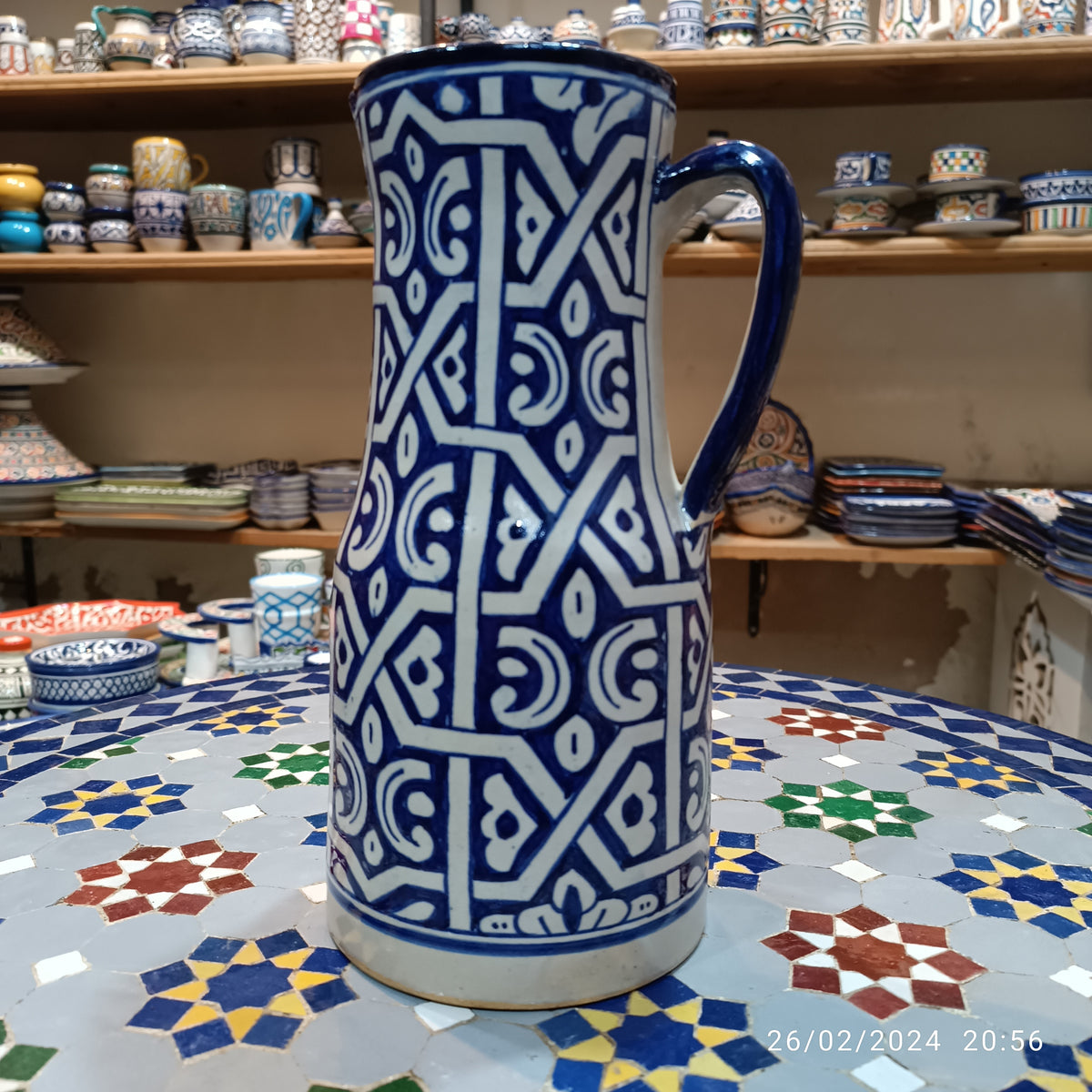 Handmade Moroccan Ceramic Pitcher carafes fez pottery