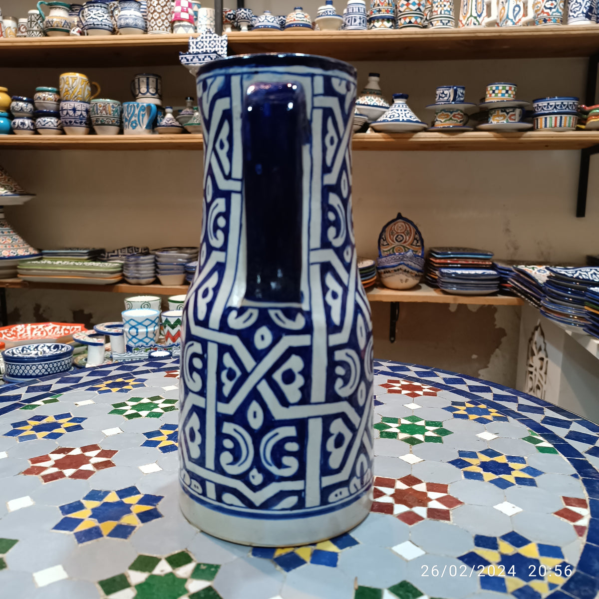 Handmade Moroccan Ceramic Pitcher carafes fez pottery