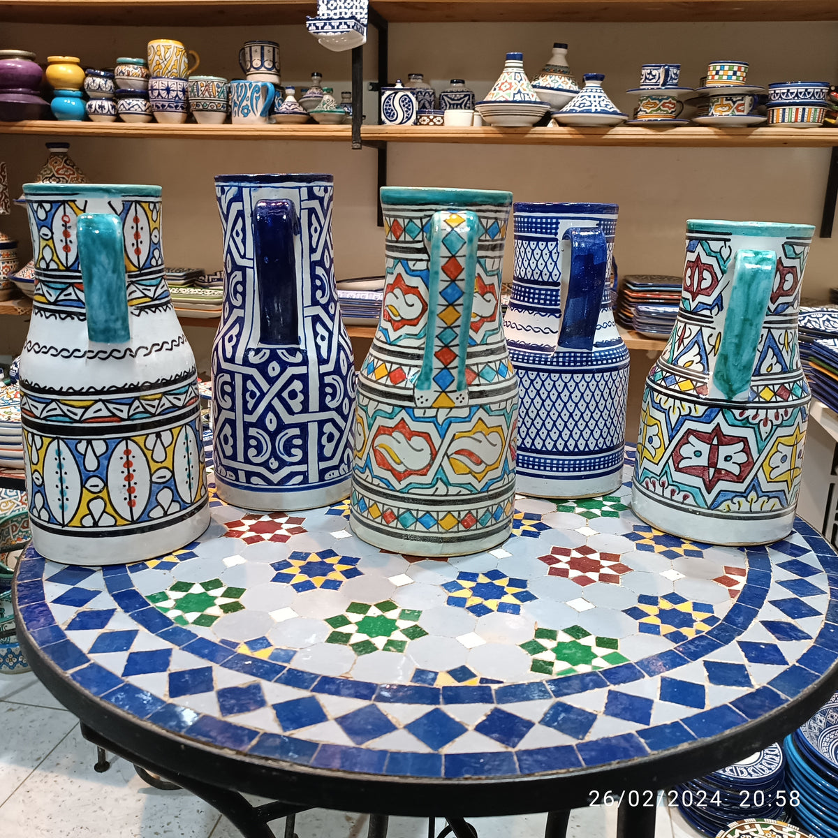 Handmade Moroccan Ceramic Pitcher carafes fez pottery