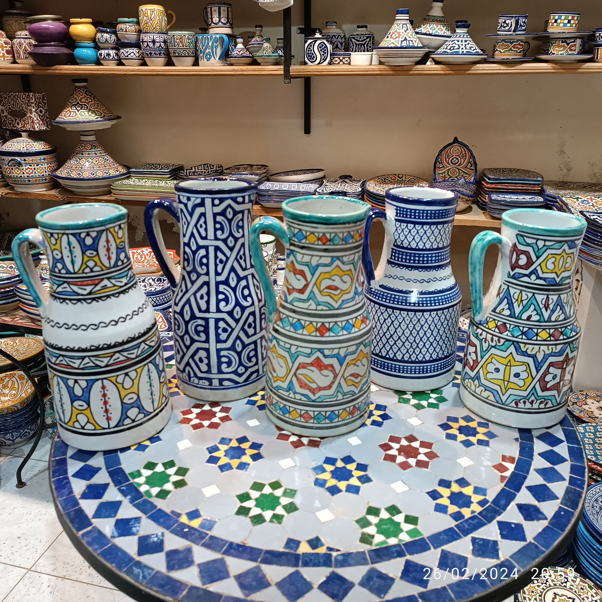 Handmade Moroccan Ceramic Pitcher carafes fez pottery