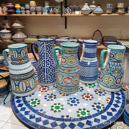 Handmade Moroccan Ceramic Pitcher carafes fez pottery