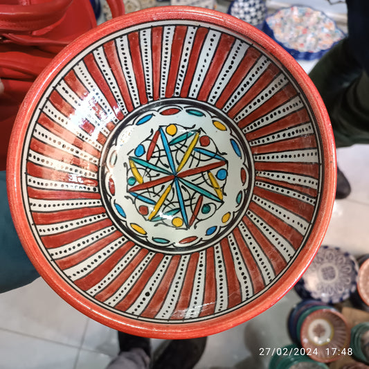 Handcrafted Moroccan Ceramic Serving Bowl – Traditional Blue & White Fez Pottery