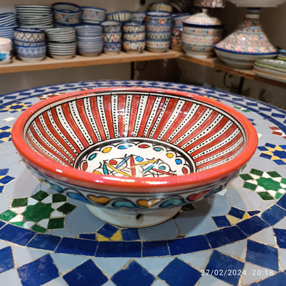 Handcrafted Moroccan Ceramic Serving Bowl – Traditional Blue & White Fez Pottery