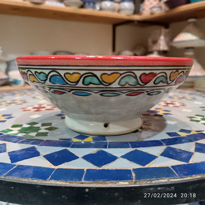 Handcrafted Moroccan Ceramic Serving Bowl – Traditional Blue & White Fez Pottery