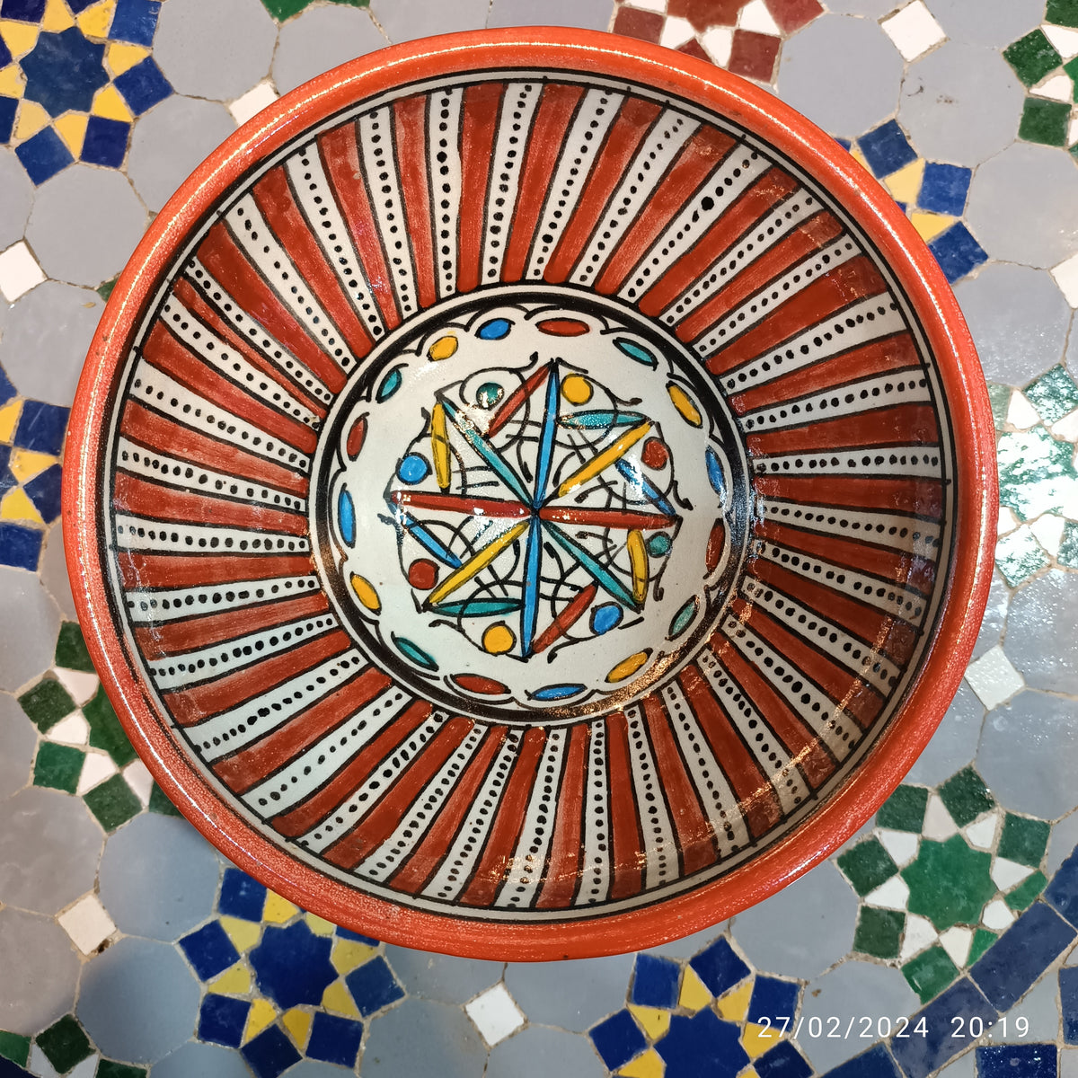 Handcrafted Moroccan Ceramic Serving Bowl – Traditional Blue & White Fez Pottery