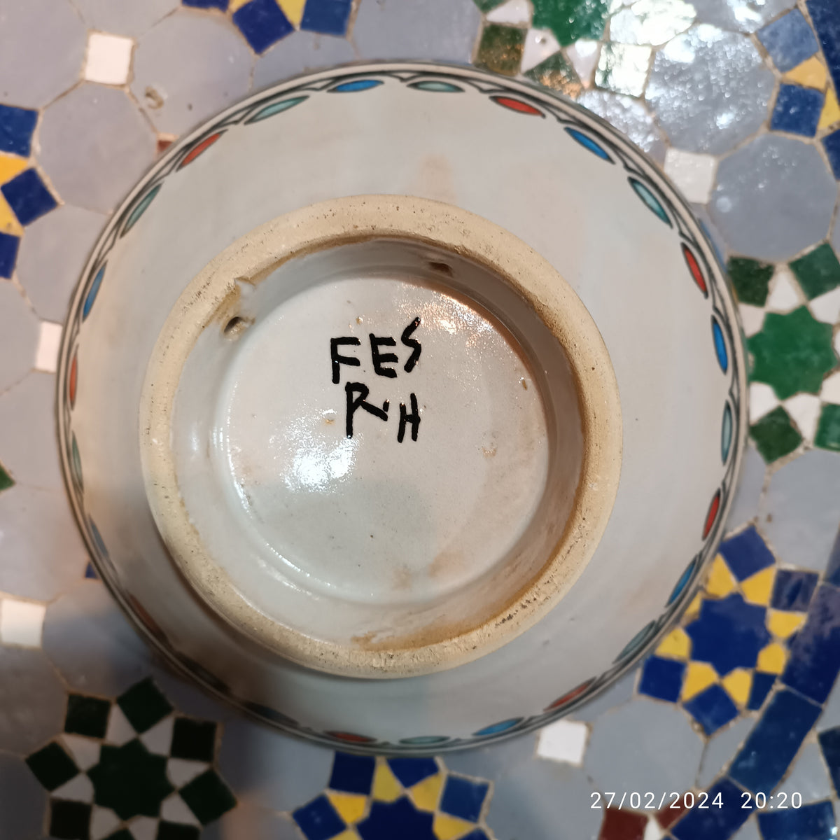 Handcrafted Moroccan Ceramic Serving Bowl – Traditional Blue & White Fez Pottery