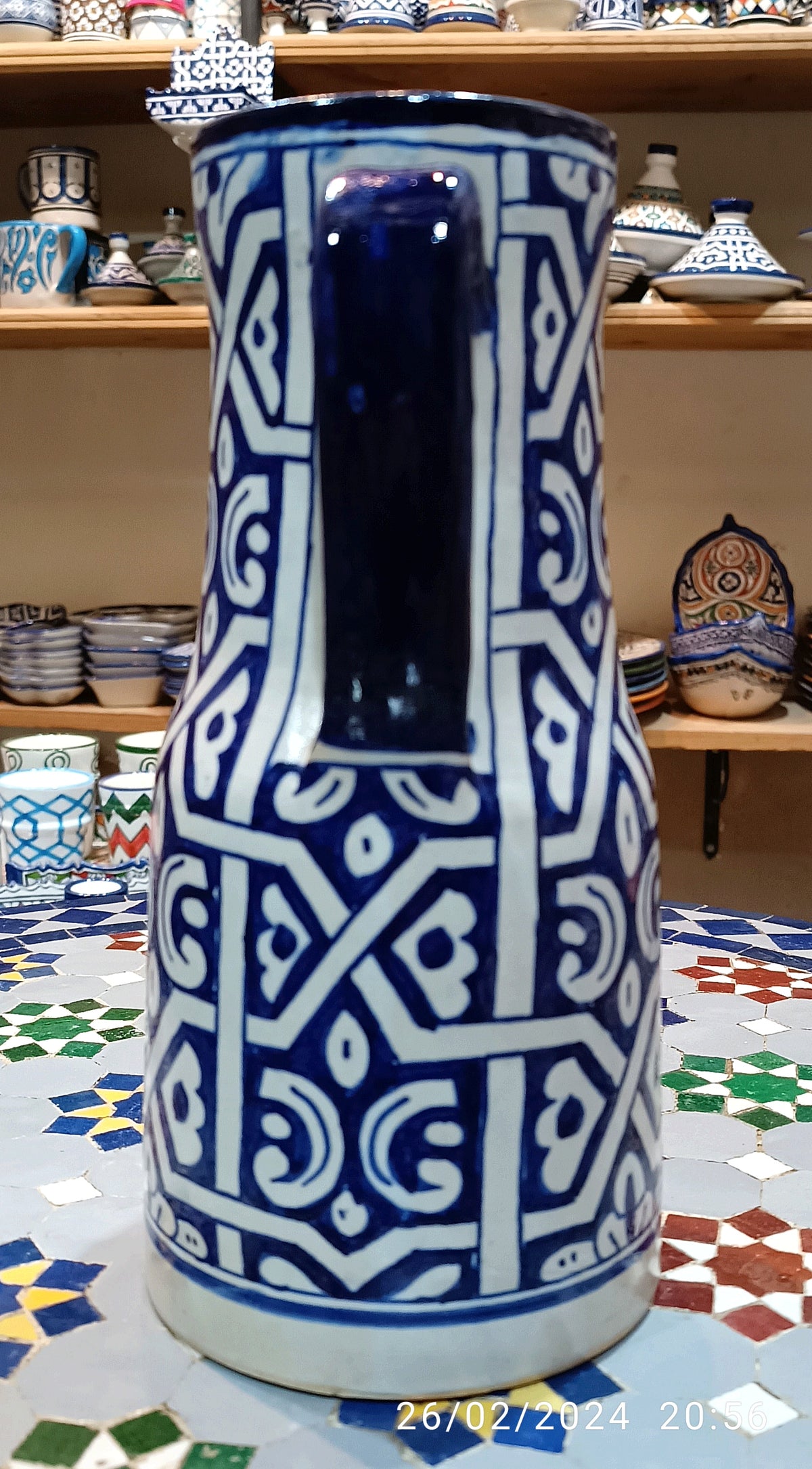 Handmade Moroccan Ceramic Pitcher carafes fez pottery
