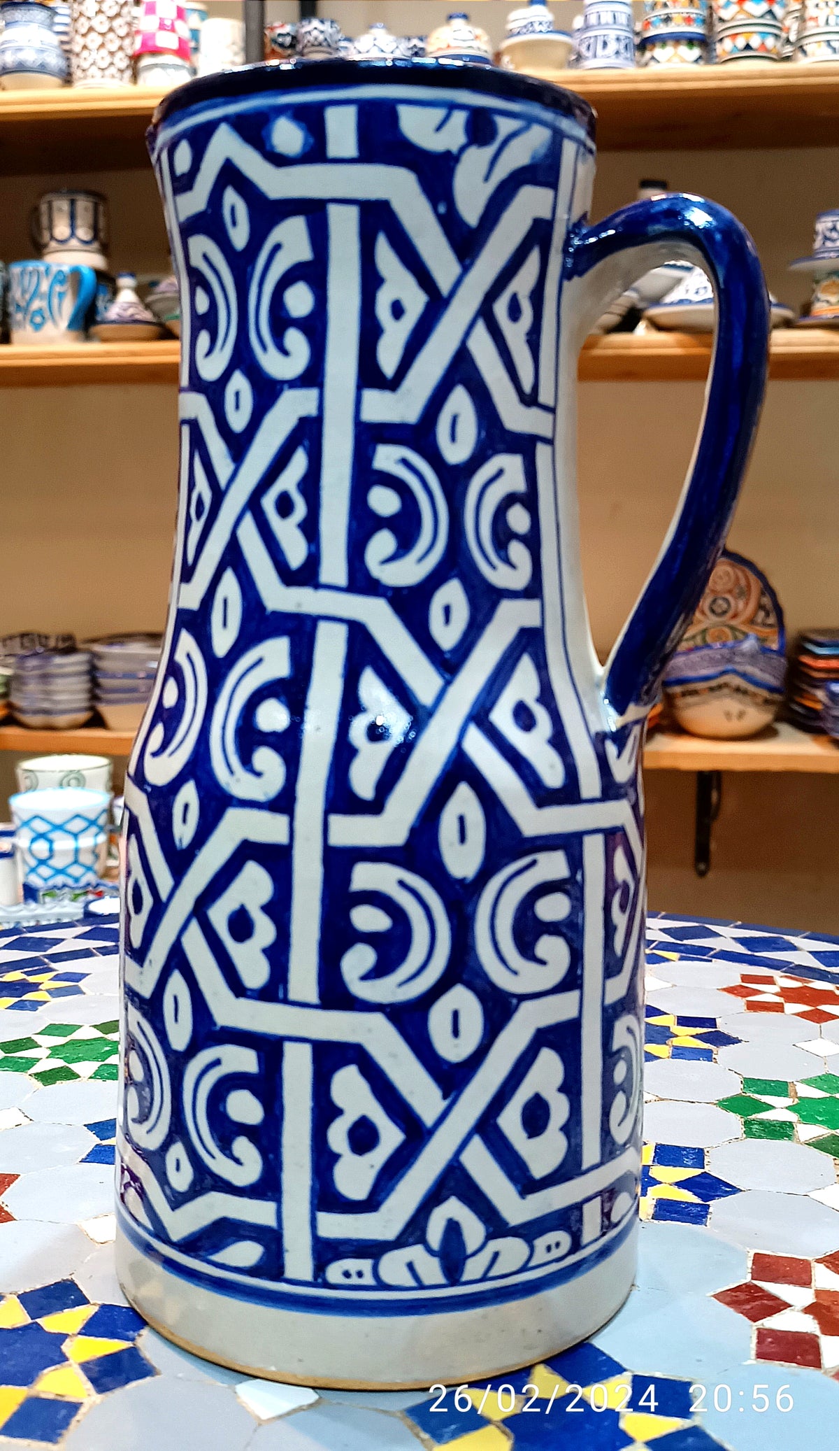 Handmade Moroccan Ceramic Pitcher carafes fez pottery