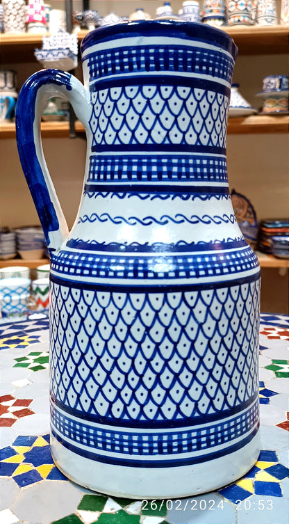 Handmade Moroccan Ceramic Pitcher carafes fez pottery