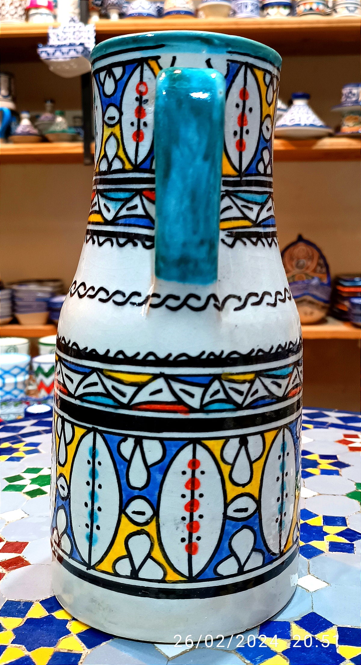Handmade Moroccan Ceramic Pitcher carafes fez pottery