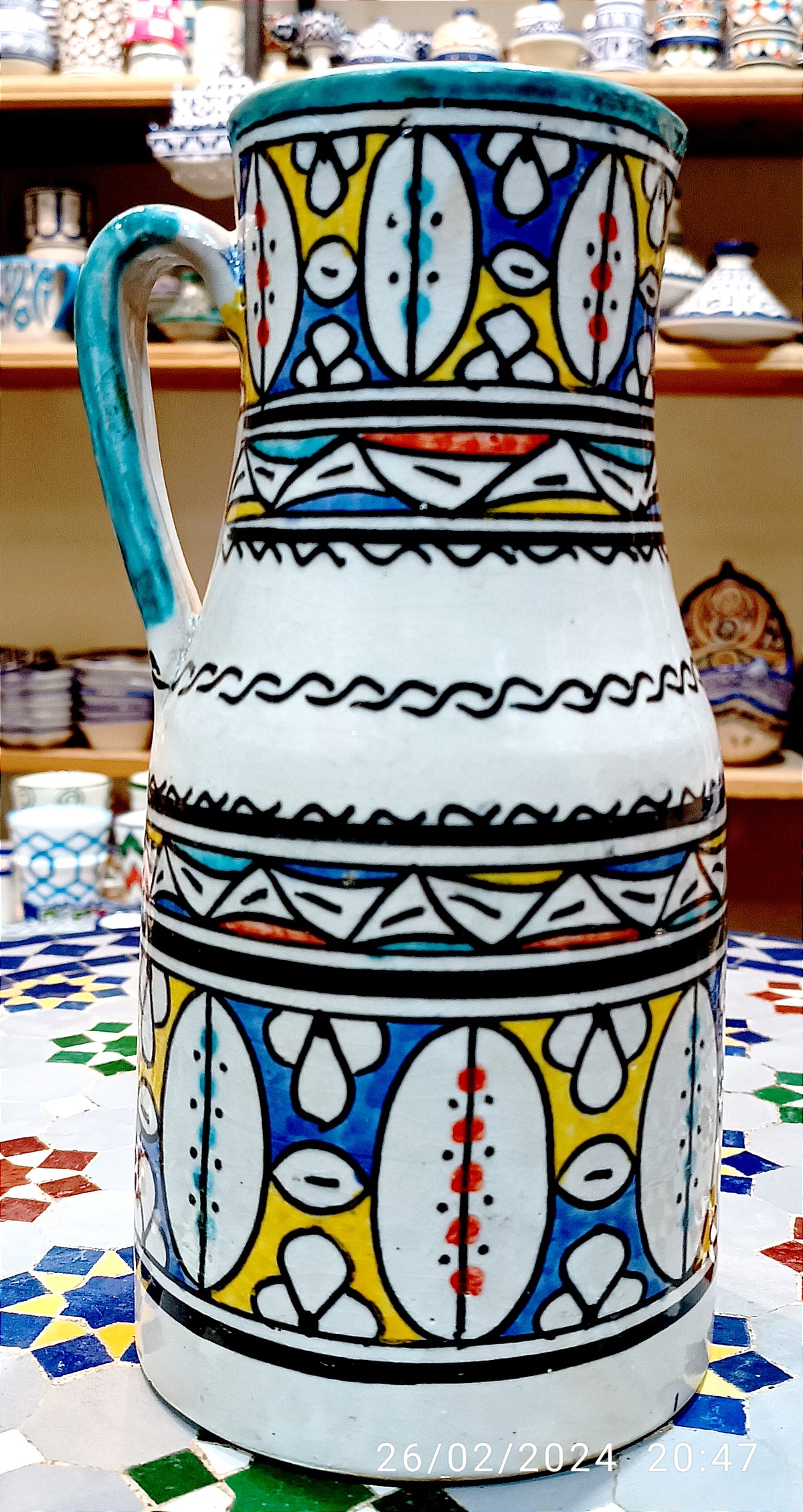 Handmade Moroccan Ceramic Pitcher carafes fez pottery