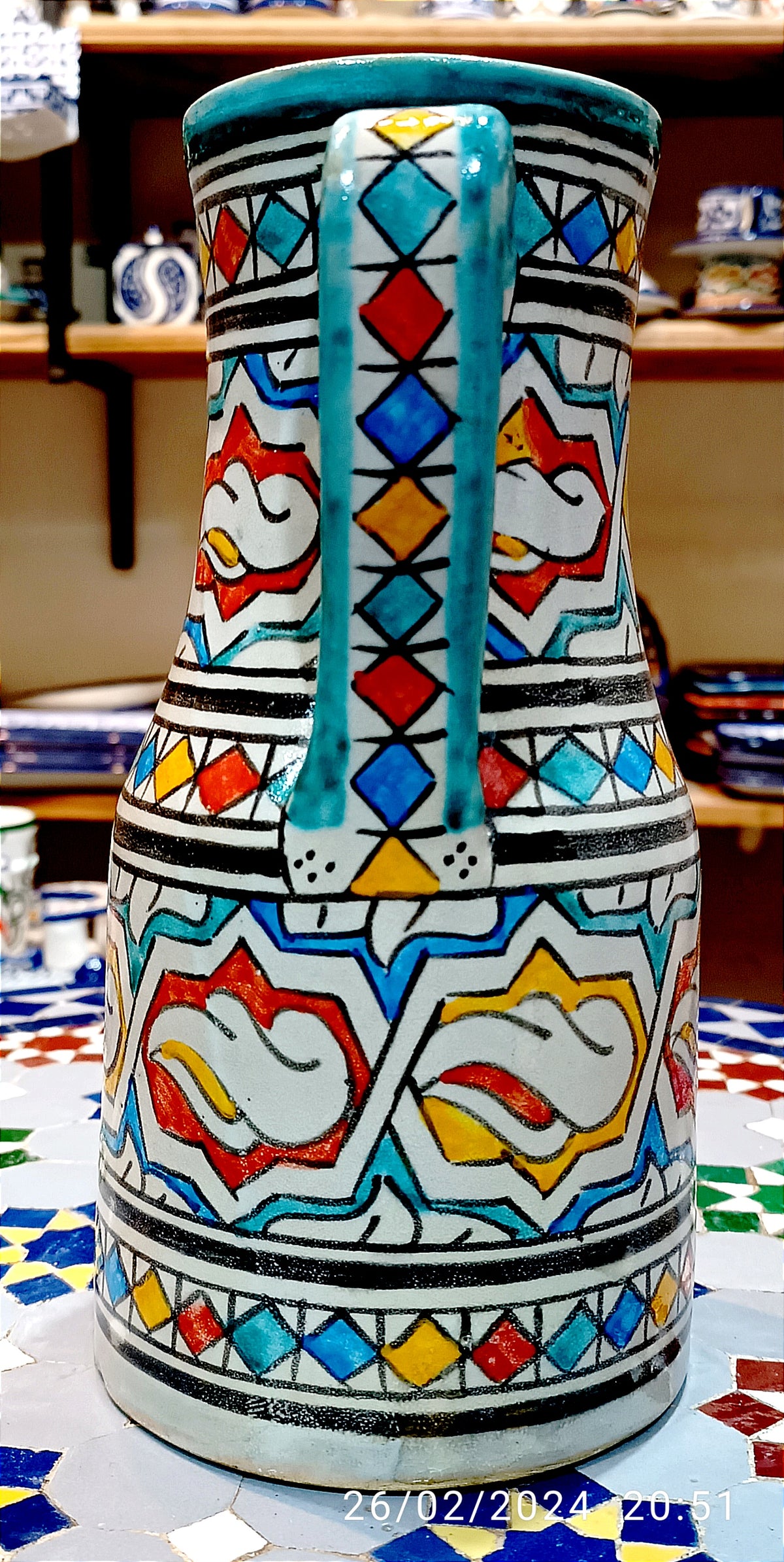 Handmade Moroccan Ceramic Pitcher carafes fez pottery