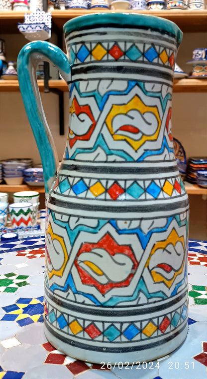 Handmade Moroccan Ceramic Pitcher carafes fez pottery