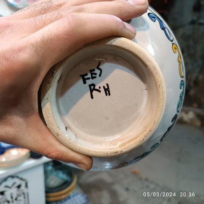 Handcrafted Moroccan Ceramic Serving Bowl – Traditional Blue & White Fez Pottery