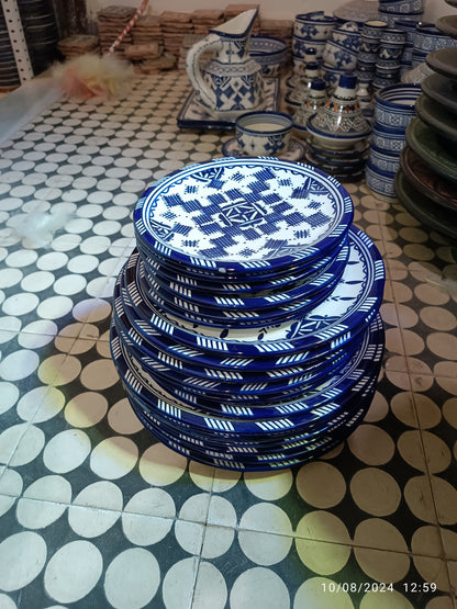 Handmade Moroccan Ceramic Decorative Plate – Blue & White