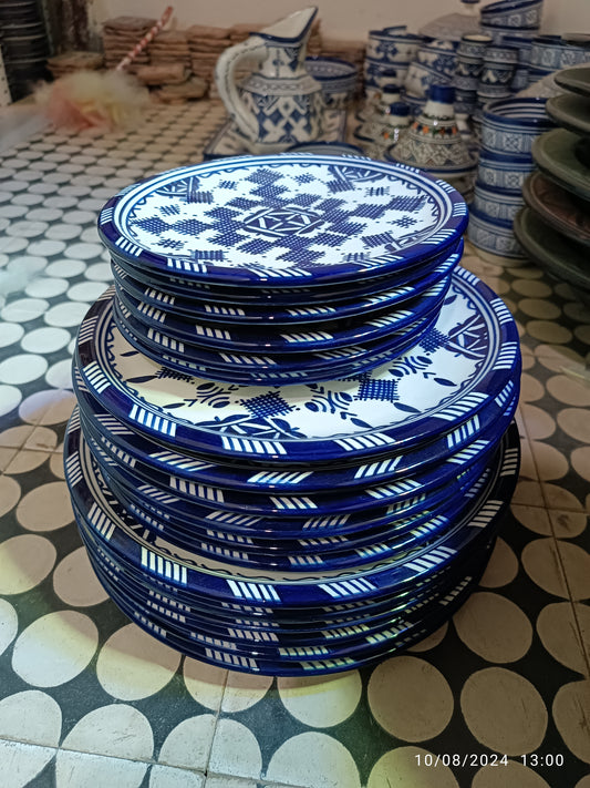Handmade Moroccan Ceramic Decorative Plate – Blue & White