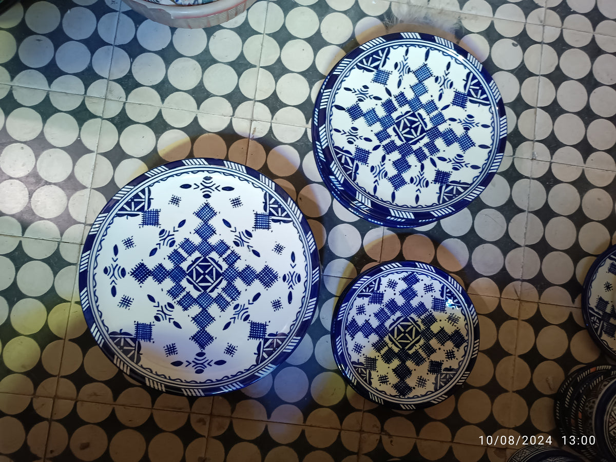 Handmade Moroccan Ceramic Decorative Plate – Blue & White