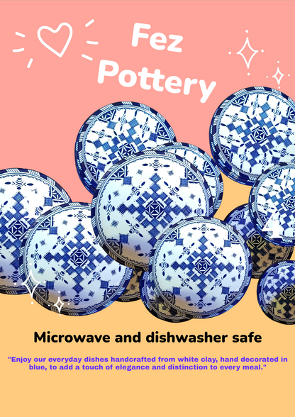 Handmade Moroccan Ceramic Decorative Plate – Blue & White