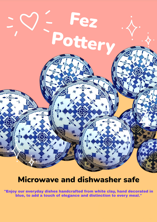 Handmade Moroccan Ceramic Decorative Plate – Blue & White