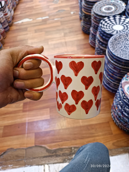 Moroccan fez pottery mug handmade and hand painted