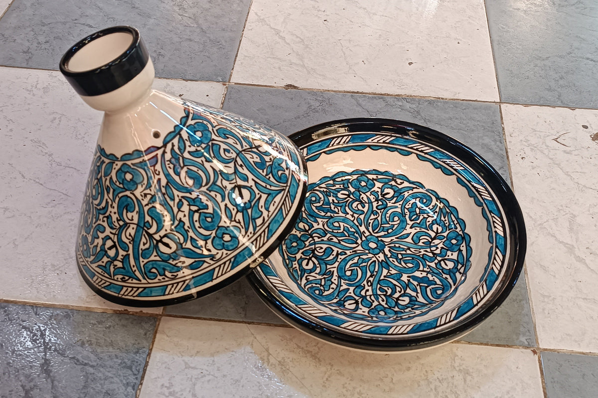 Authentic Ceramic Cooking Tagine Handmade Moroccan Tagine Pot with Hand-Painted Floral Design