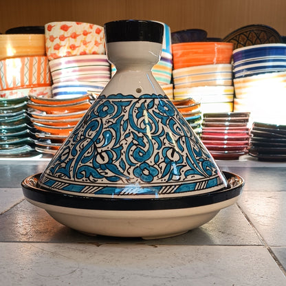 Authentic Ceramic Cooking Tagine Handmade Moroccan Tagine Pot with Hand-Painted Floral Design