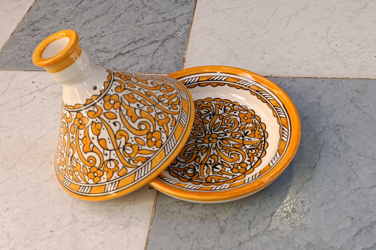 Authentic Ceramic Cooking Tagine Handmade Moroccan Tagine Pot with Hand-Painted Floral Design