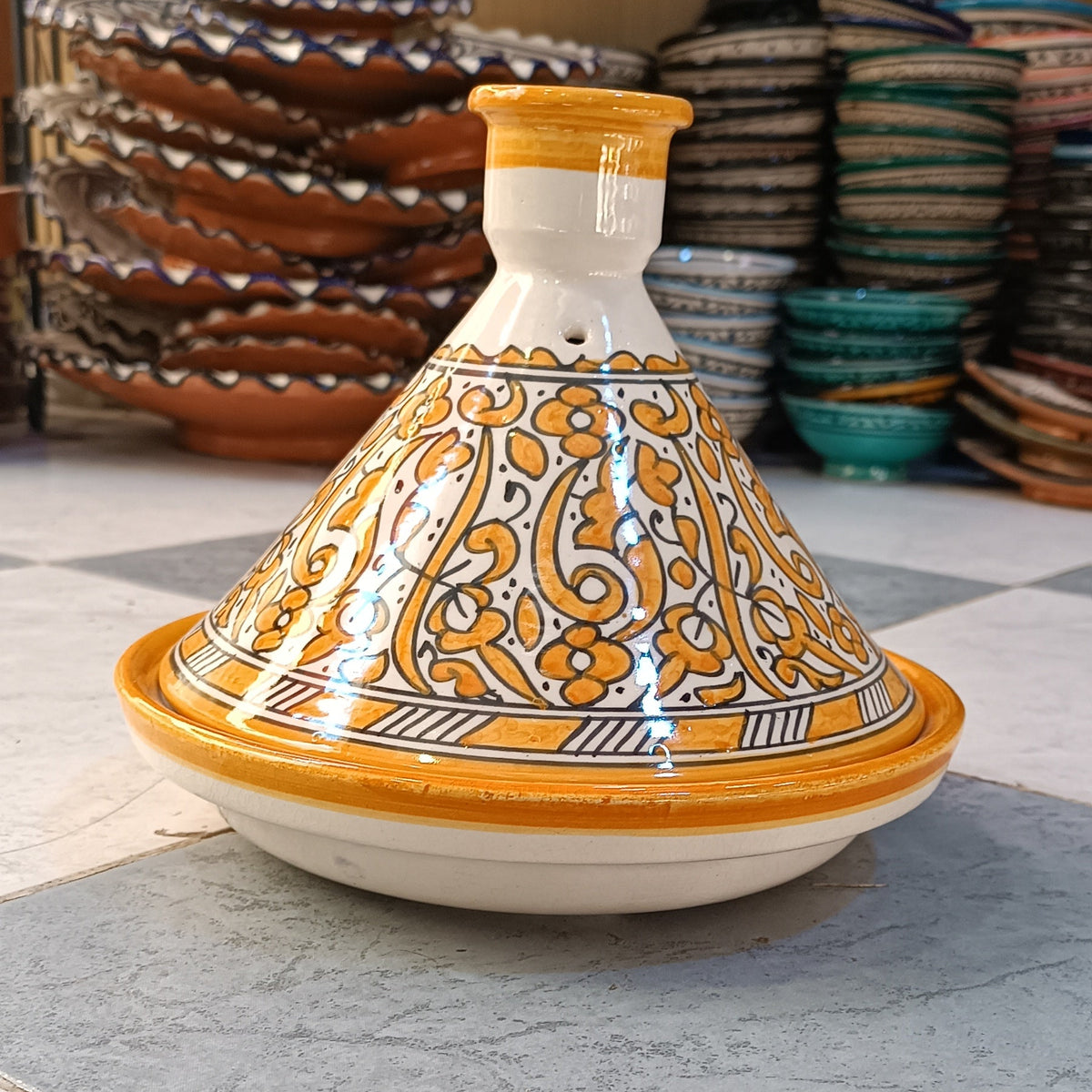 Authentic Ceramic Cooking Tagine Handmade Moroccan Tagine Pot with Hand-Painted Floral Design
