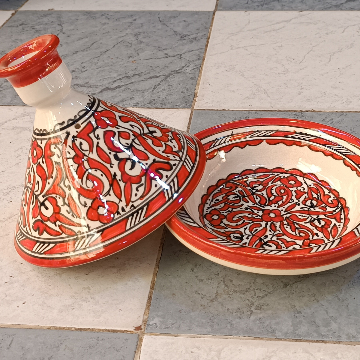 Authentic Ceramic Cooking Tagine Handmade Moroccan Tagine Pot with Hand-Painted Floral Design