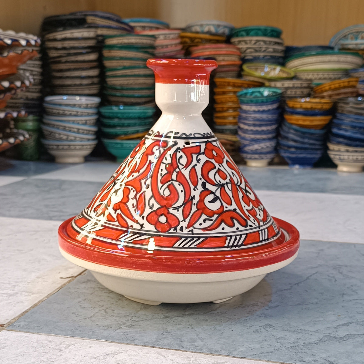Authentic Ceramic Cooking Tagine Handmade Moroccan Tagine Pot with Hand-Painted Floral Design