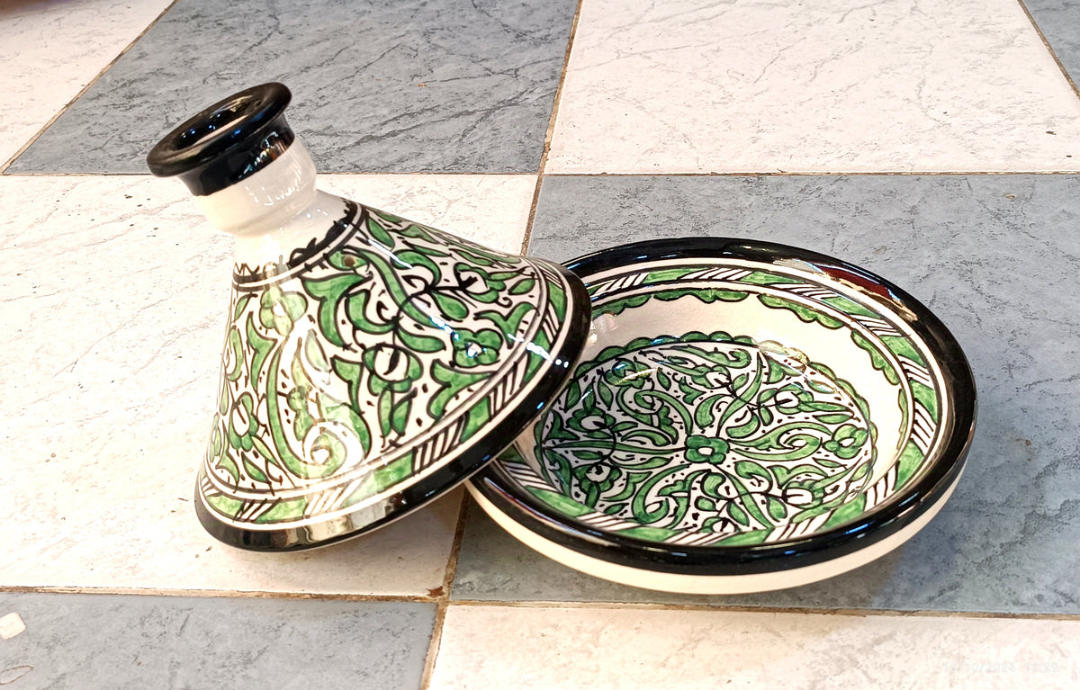 Authentic Ceramic Cooking Tagine Handmade Moroccan Tagine Pot with Hand-Painted Floral Design