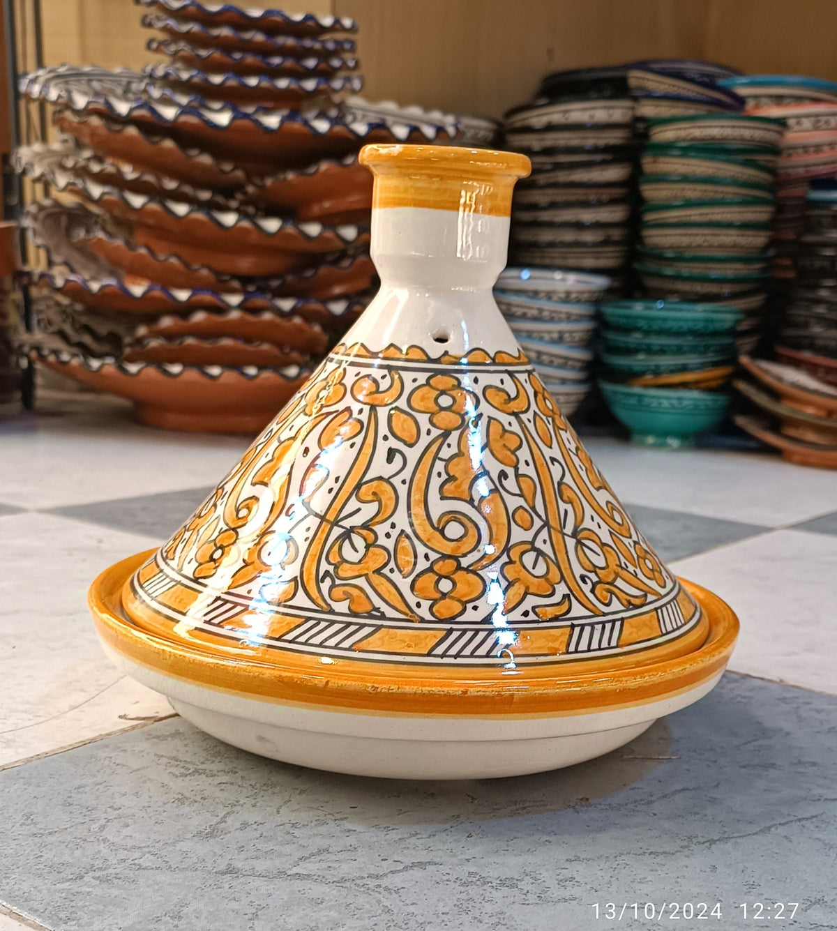 Authentic Ceramic Cooking Tagine Handmade Moroccan Tagine Pot with Hand-Painted Floral Design