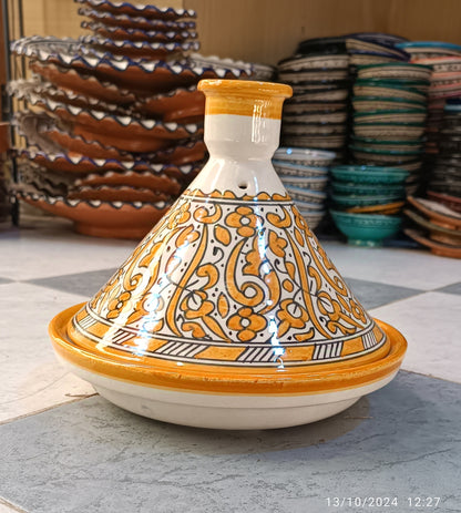 Authentic Ceramic Cooking Tagine Handmade Moroccan Tagine Pot with Hand-Painted Floral Design