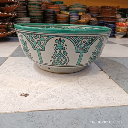 Handmade Moroccan Ceramic Serving Bowl – Hand Painted Pottery from Fez, Morocco | Dishwasher & Microwave Safe