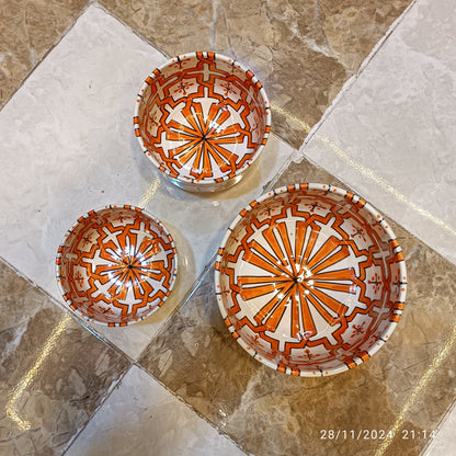 Handmade Moroccan Ceramic 4 Bowl Set – Hand-Painted Geometric Design | Fez Pottery