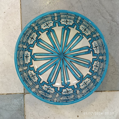Handmade Moroccan Ceramic 4 Bowl Set – Hand-Painted Geometric Design | Fez Pottery