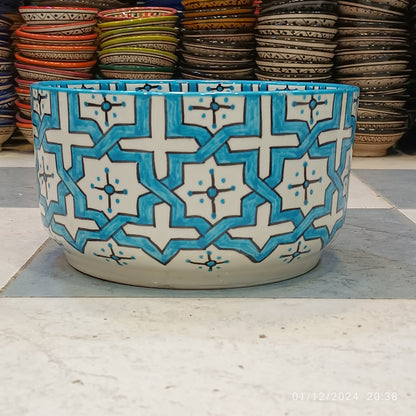 Handmade Moroccan Ceramic 4 Bowl Set – Hand-Painted Geometric Design | Fez Pottery