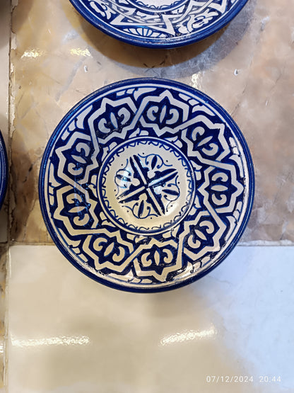 Set of 6 Moroccan Ceramic Bowls – Hand-Painted Berber Design, 20 cm (7.9")