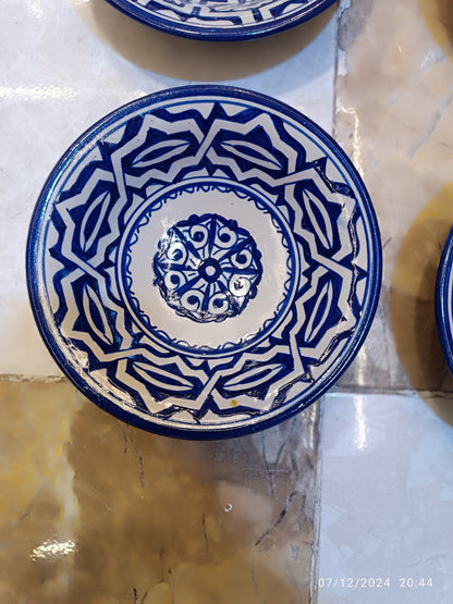 Set of 6 Moroccan Ceramic Bowls – Hand-Painted Berber Design, 20 cm (7.9")