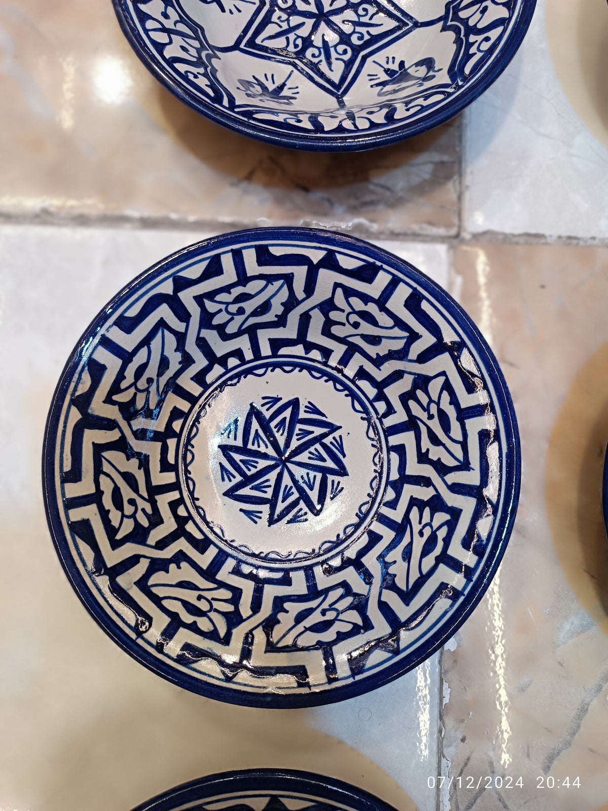 Set of 6 Moroccan Ceramic Bowls – Hand-Painted Berber Design, 20 cm (7.9")