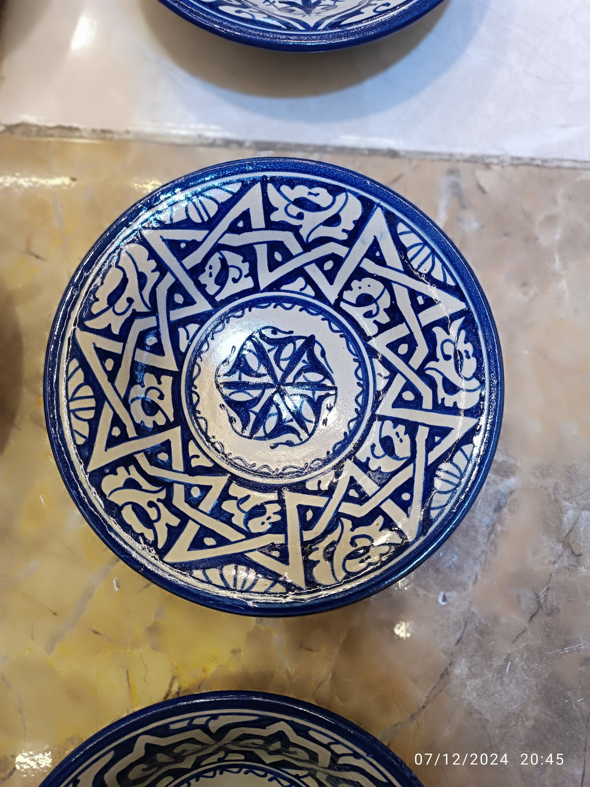Set of 6 Moroccan Ceramic Bowls – Hand-Painted Berber Design, 20 cm (7.9")