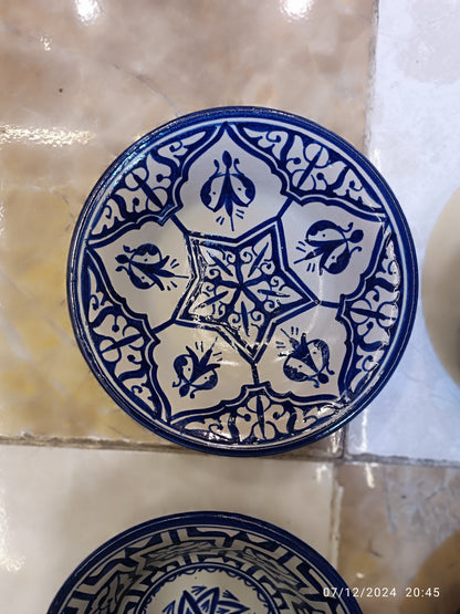 Set of 6 Moroccan Ceramic Bowls – Hand-Painted Berber Design, 20 cm (7.9")
