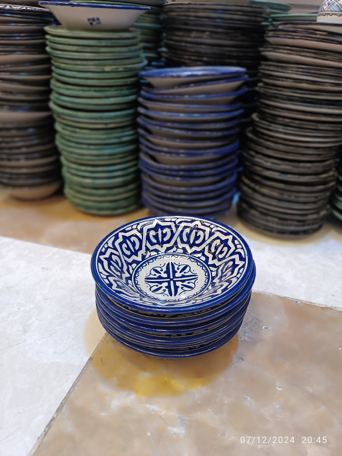 Set of 6 Moroccan Ceramic Bowls – Hand-Painted Berber Design, 20 cm (7.9")