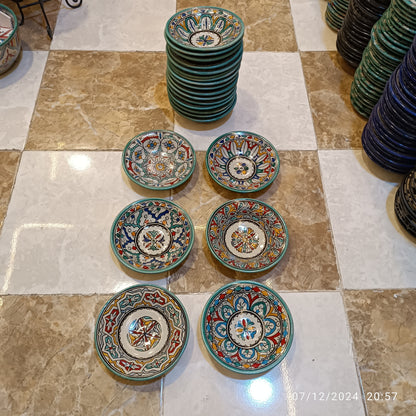 Set of 6 Moroccan Ceramic Bowls – Hand-Painted Berber Design, 20 cm (7.9")